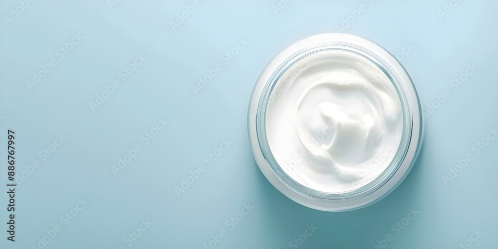 Top view of waterless cream jar with organic sustainable chemicalfree skincare. Concept Cream jar, Organic skincare, Sustainable beauty, Chemical-free, Top view, Top view of waterless cream jar with organic sustainable chemicalfree skincare. Concept Cream jar, Organic skincare, Sustainable beauty, Chemical-free, Top view,