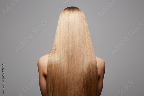 Canvas Print beautiful blond hair woman. Back of girl with Healthy hair