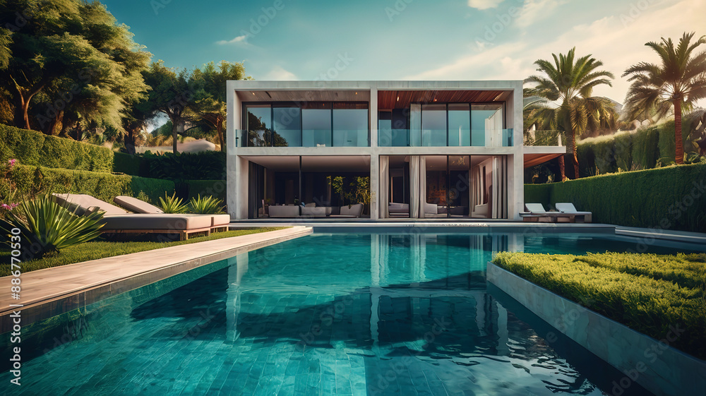Fototapeta premium Private luxury villa with luxury swimming pool