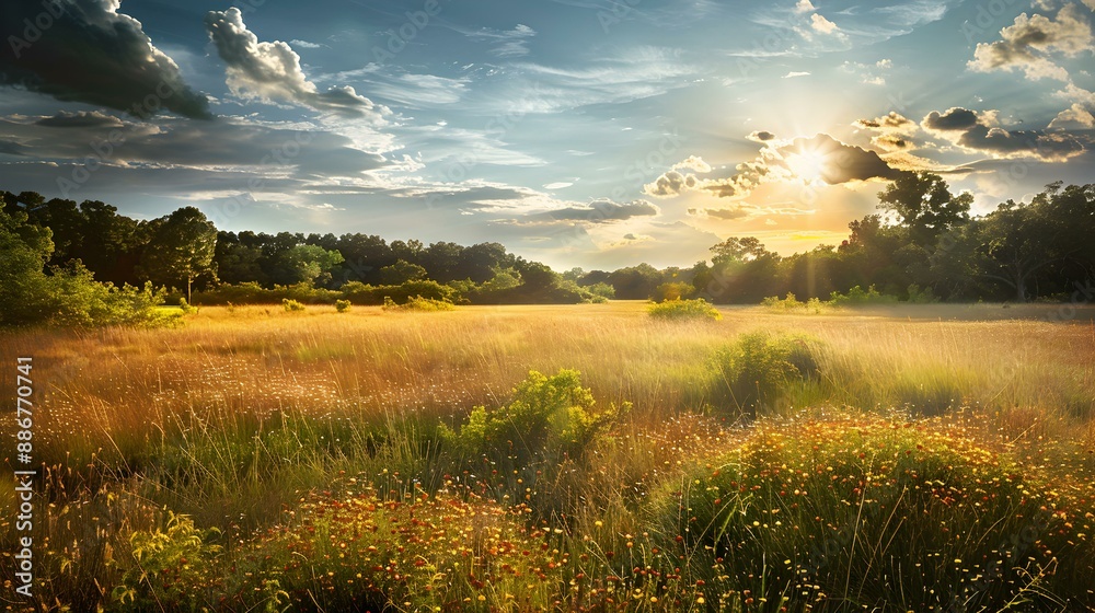 Obraz premium Savannah illuminated by the soft light