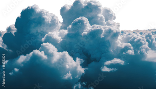 Blue clouds and smoke on a transparent background,  fluffy clouds, realistic clouds, clouds in the sky 
