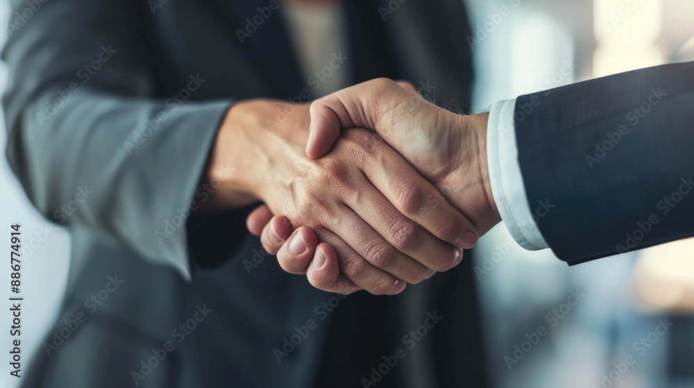 Business Handshake Between Two Professionals in Formal Attire Sealing a Deal or Agreement Business Handshake Between Two Professionals in Formal Attire Sealing a Deal or Agreement