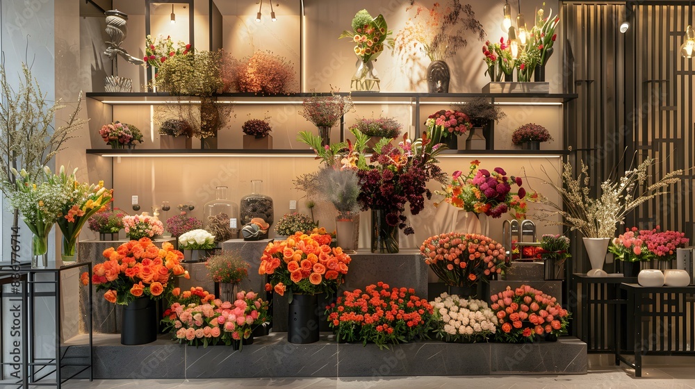 Fototapeta premium A flower shop with a minimalist design image