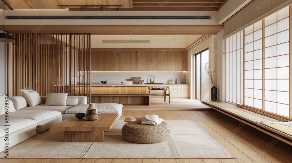 custom made wallpaper toronto digitalminimalist kitchen and living room design with modern japanese twist sleek tatami mats plush rugs light wood earthy ceramics and hidden shoji screens