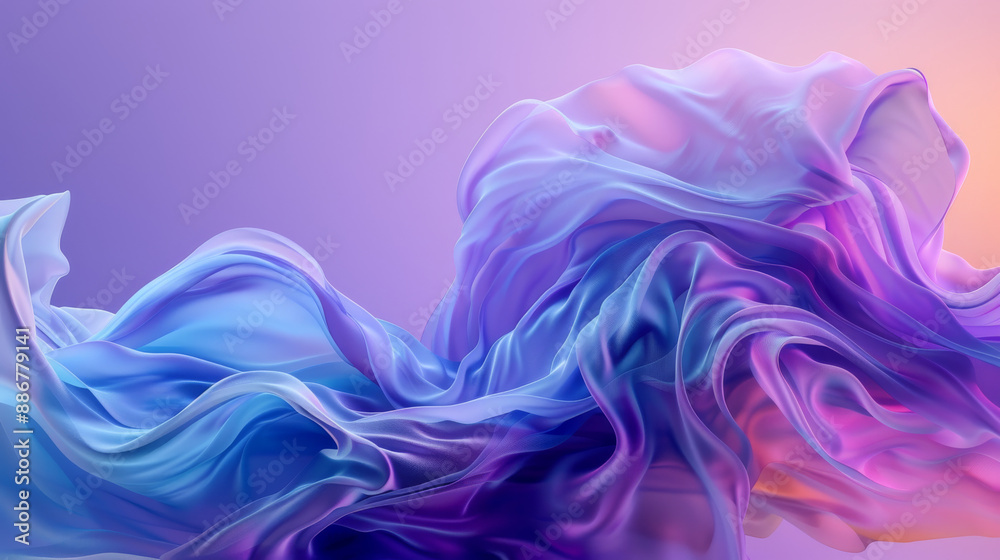 Flowing waves of vibrant purple and blue create an abstract artwork on a gradient background. Flowing waves of vibrant purple and blue create an abstract artwork on a gradient background.