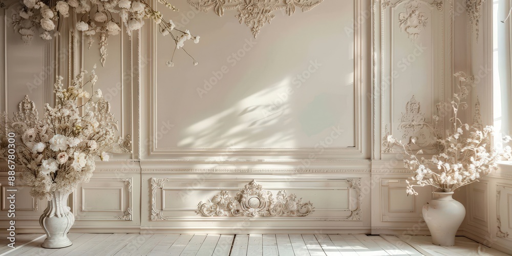 Elegant White Room with Ornate Molding Elegant White Room with Ornate Molding