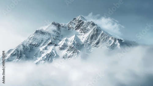 mountain covering with clouds background - generative ai