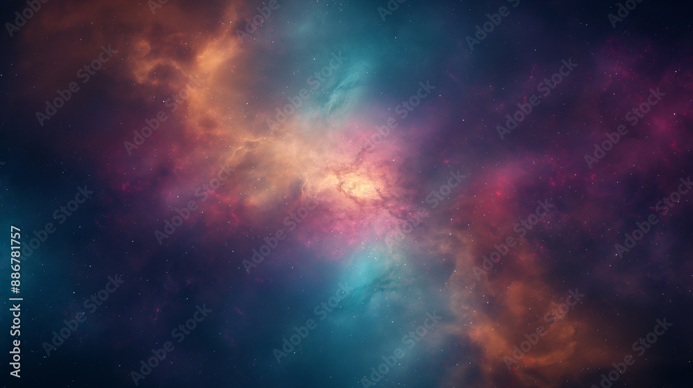Fototapeta premium A colorful space background with a blue star in the middle