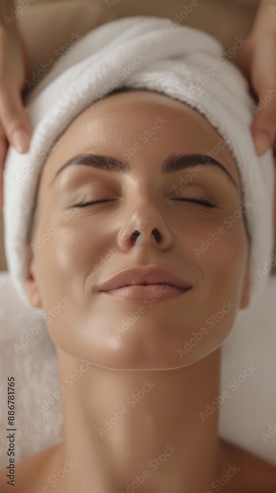 Woman receiving relaxing Swedish massage in spa Woman receiving relaxing Swedish massage in spa
