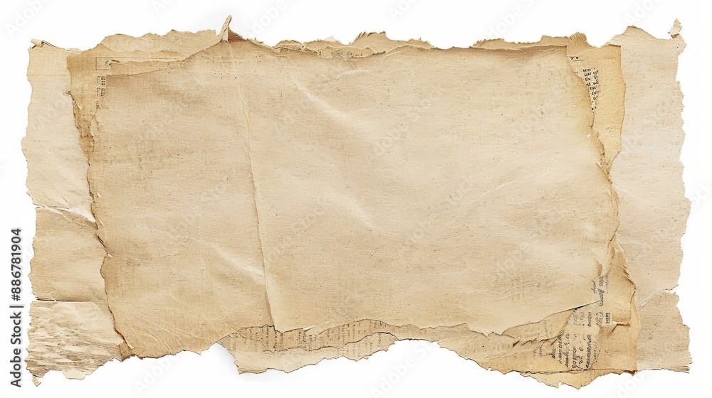 Fototapeta premium This stunning 4K image features a detailed collage of ripped, aged paper ephemera, offering a unique vintage aesthetic.