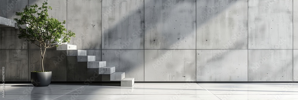Modern architectural environment featuring concrete walls and floors, exuding an industrial and minimalist style ideal for interior design and architectural exploration Modern architectural environment featuring concrete walls and floors, exuding an industrial and minimalist style ideal for interior design and architectural exploration