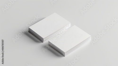 Two white business cards with a textured surface