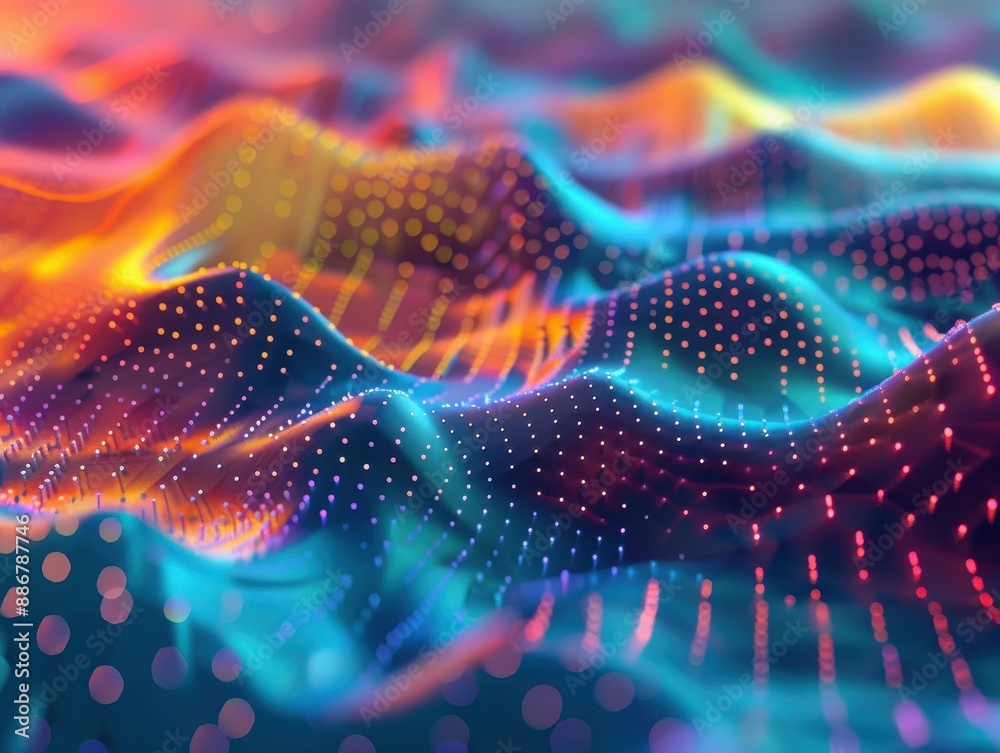 3D Illustrate of Machine Learning predictive algorithms side view ...