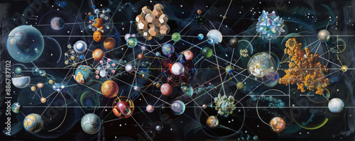 A scientific diagram showing the atomic structure of various rare earth minerals, with elements such as cerium and neodymium. The detailed representation is both informative and visually striking.