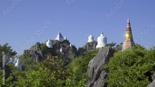 Floating sky pagoda on peak of mountain at Wat Chaloem Phra Kiat Phrachomklao (Phutthabat Sutthawat) temple in Chae Hom district, Lampang, Thailand
