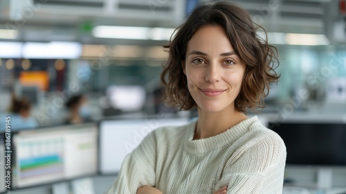 Free Download Happy journalist in a newsroom reporting live and delivering news. Diverse media professionals showcasing enthusiasm and accuracy in a fast-paced and dynamic environment. Portrait, Realistic Photo, - GFXLoad