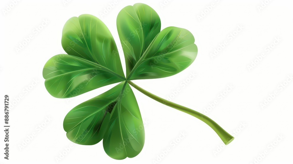 a green shamrock clipart, St Patricks Day element, vector illustration, vibrant, isolated on white background