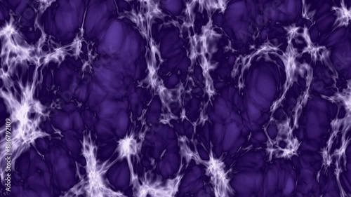 Purple and white glowing filaments organic abstract motion background wallpaper with seamless looping