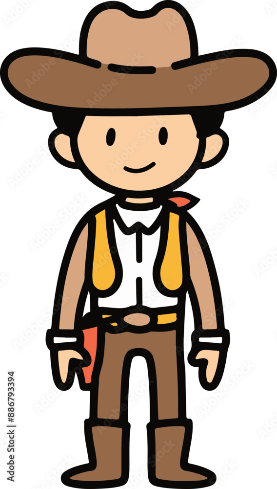 Obraz premium Cartoon Cowboy Character in Western Attire