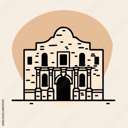Minimalist Illustration of Historic Building