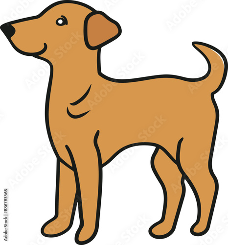 Cartoon Style Yellow Dog Standing Cheerfully