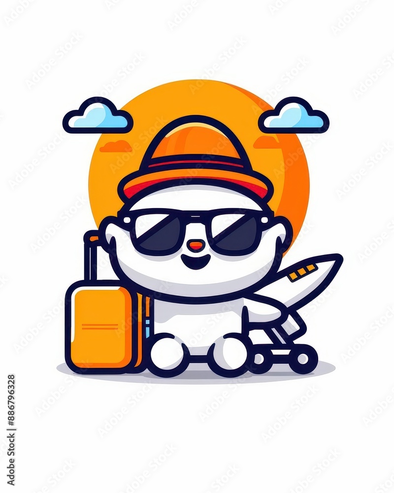 professional vector mascot logo with travel and plane, white background professional vector mascot logo with travel and plane, white background