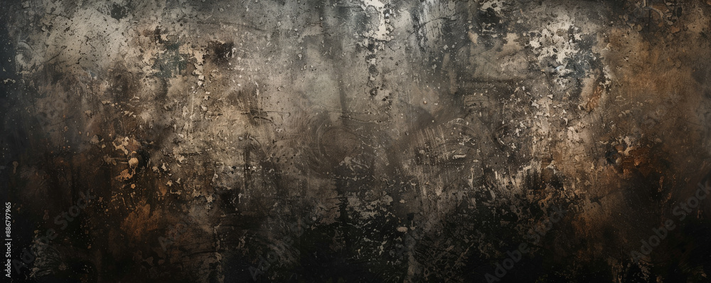 Fototapeta premium A grunge texture background with dark, smoky overlays and subtle, distressed details, creating a