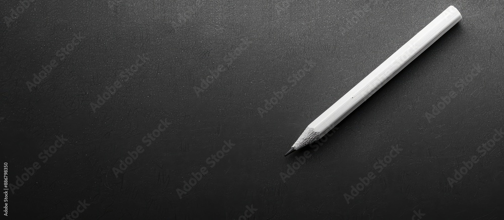 A white pencil on a black background, perfect for a back-to-school theme with plenty of copy space image. A white pencil on a black background, perfect for a back-to-school theme with plenty of copy space image.