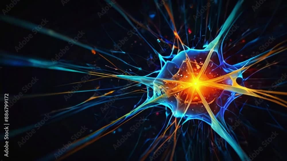 A representation of a neural network with interconnected nodes and glowing synapses, dynamically changing represent artificial intelligence and machine learning, 4K Wallpaper animation video A representation of a neural network with interconnected nodes and glowing synapses, dynamically changing represent artificial intelligence and machine learning, 4K Wallpaper animation video