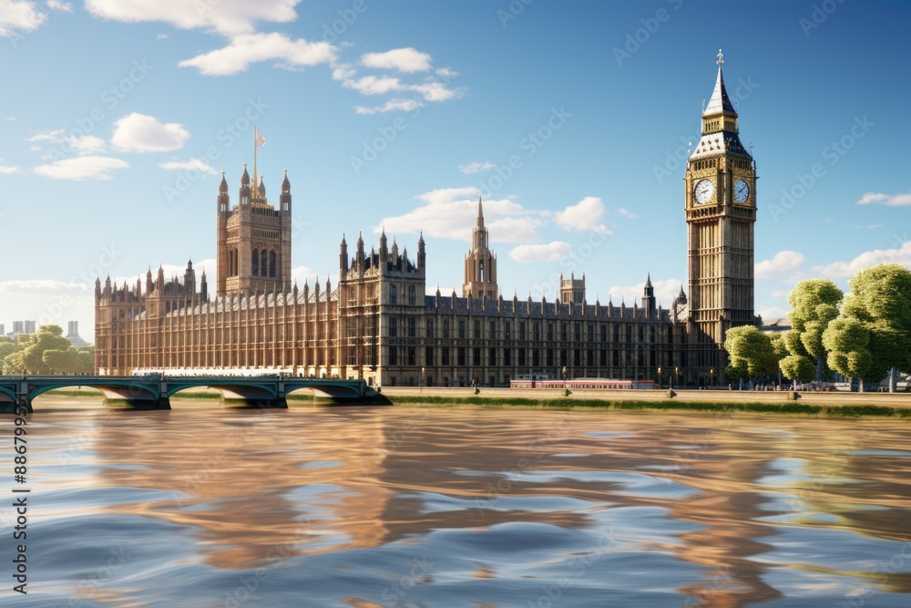 Big Ben isolated at White Backgrond London UK, generative IA Big Ben isolated at White Backgrond London UK, generative IA
