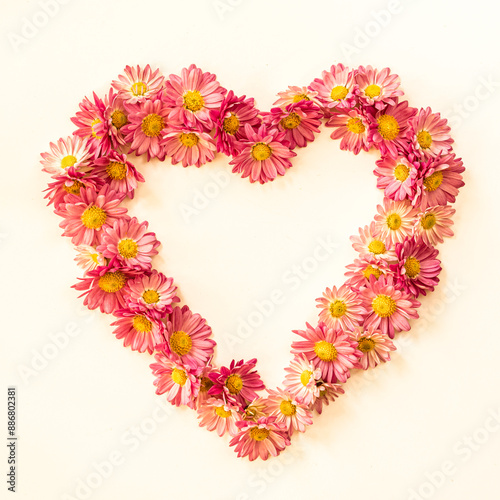 heart floral composition, isolated, copy space