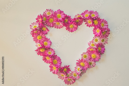 heart floral composition, isolated, copy space