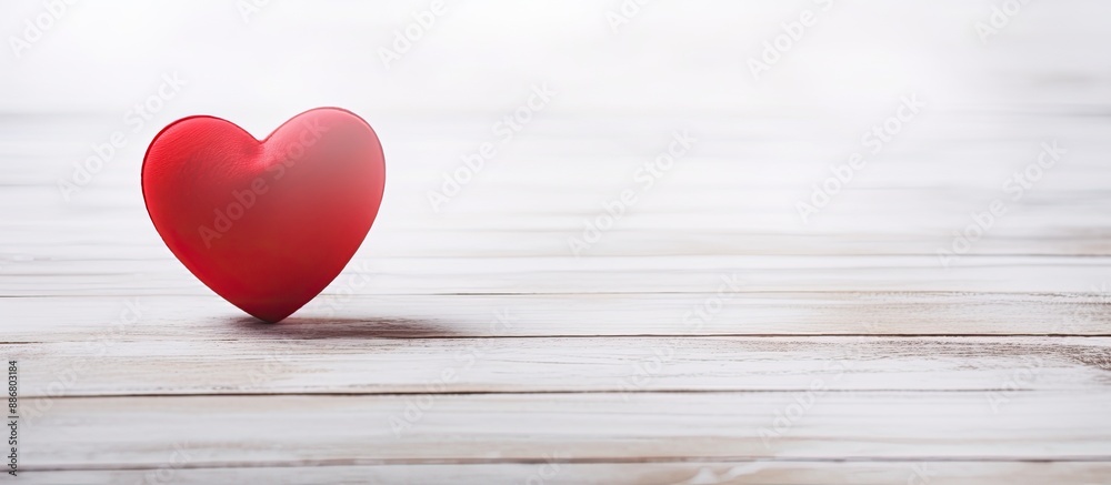 Valentine's Day concept with a red heart on a white rustic wooden background, creating a soft focus effect, ideal for images with copy space. Valentine's Day concept with a red heart on a white rustic wooden background, creating a soft focus effect, ideal for images with copy space.