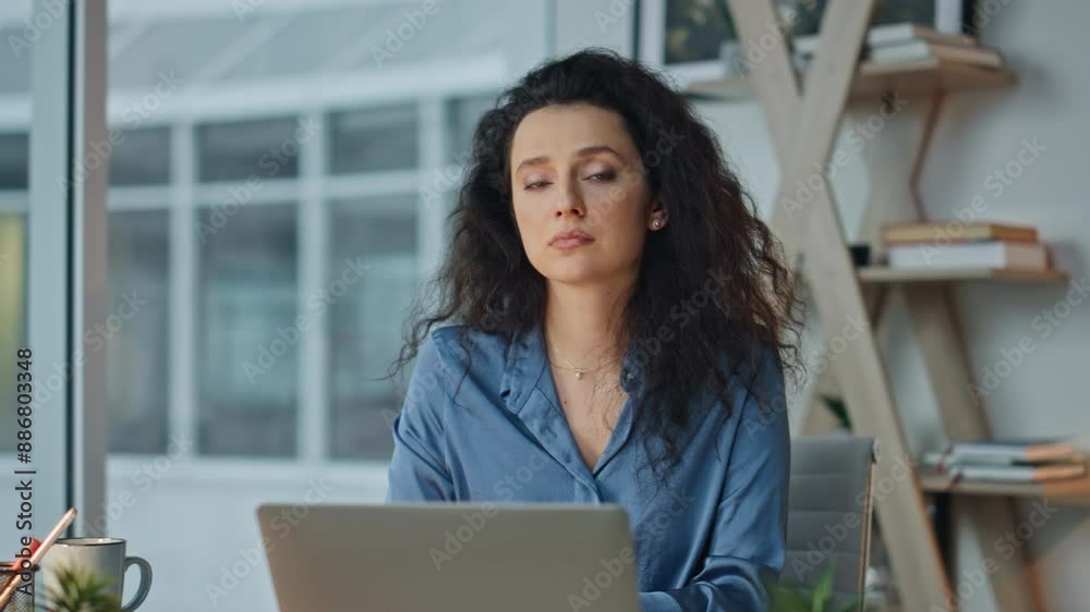 Upset executive thinking problem at agency desk. Closeup frustrated employee Upset executive thinking problem at agency desk. Closeup frustrated employee