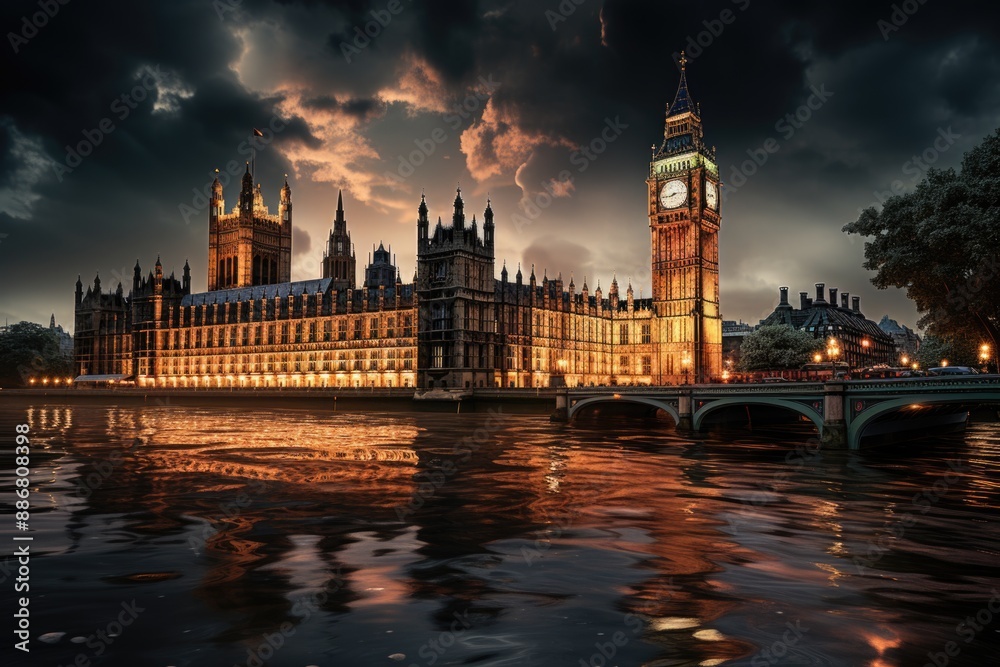 HDR Houses of Parliament in London, generative IA