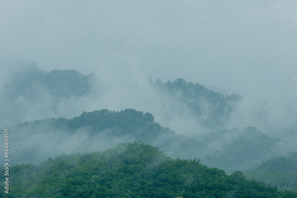 Morning fog in Kapong district,Phang nga Morning fog in Kapong district,Phang nga