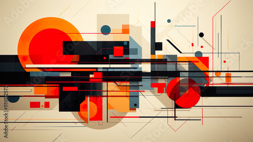 Apeirogon - Constructivism Background, Art Deco, Abstract, Shapes Wallpaper, Contemporary photo