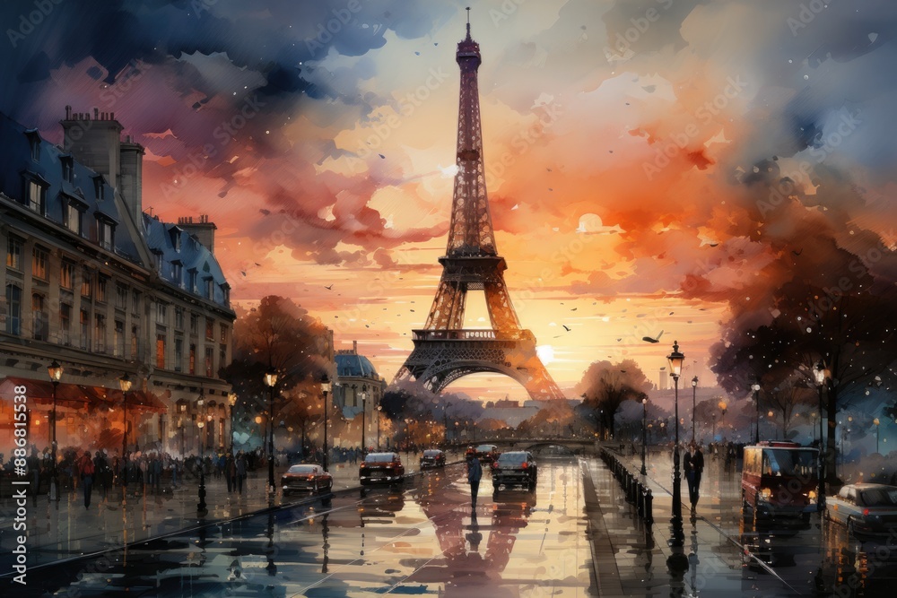 Paris Eiffel Tower Black and white retro post called., generative IA
