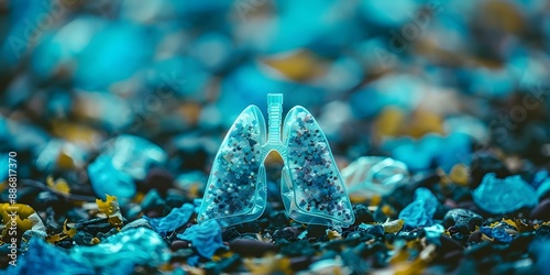 The Health Risks of Microplastics in Lungs Highlighting the Potential Dangers to Human Health. Concept Microplastics, Lung Health, Human Health Risks, Environmental Impact, Plastic Pollution