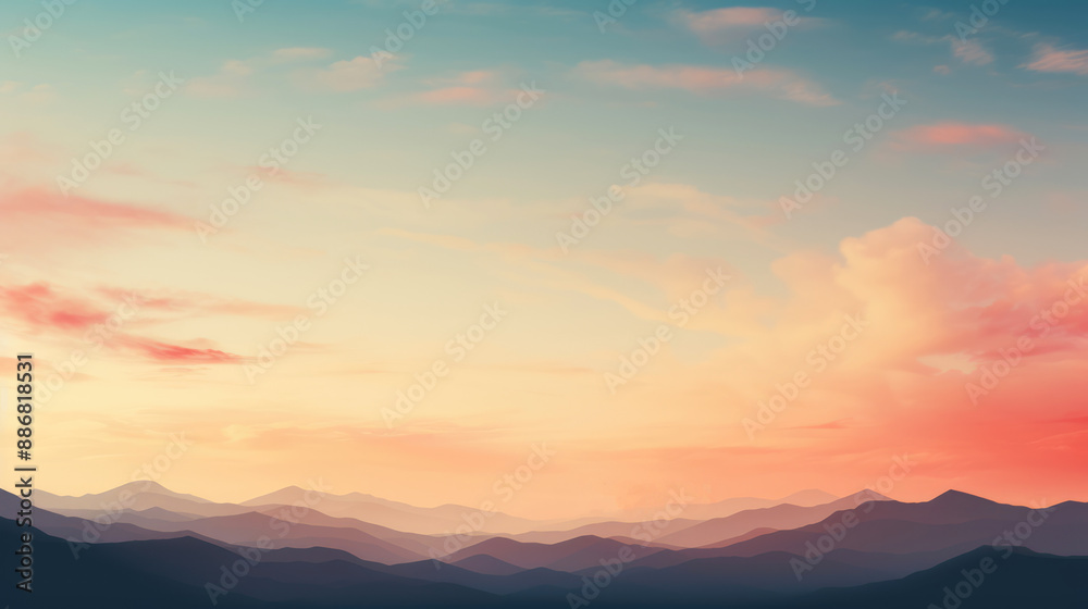 Obraz premium generated illustration of Sunrise over a tranquil mountain range