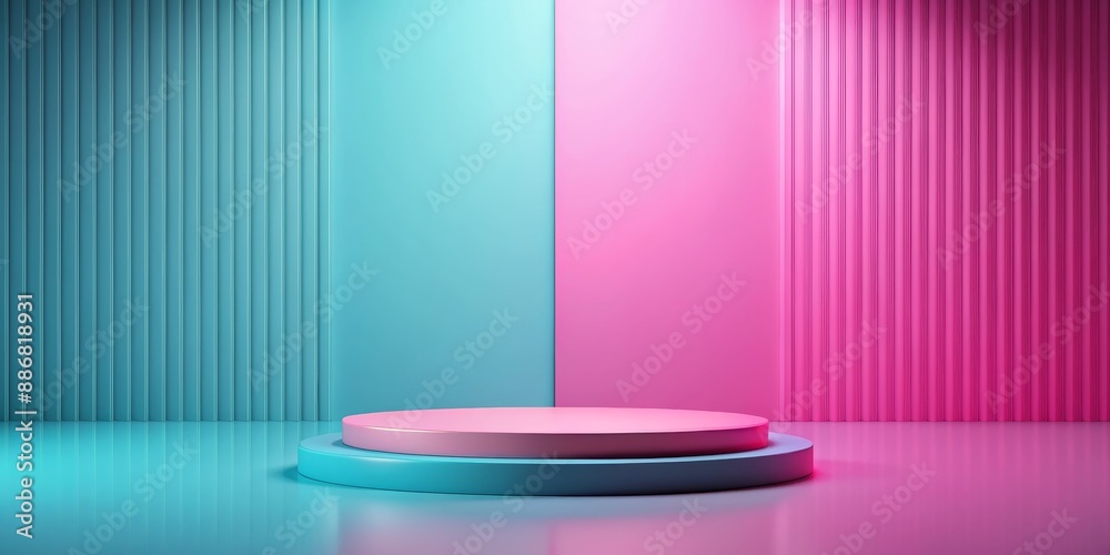Abstract 3D Render of a Pink and Blue Podium with Vertical Stripes, 3D Rendering, Product Display, Minimalist Background, 3D Design, Product Mockup, Podium Design Abstract 3D Render of a Pink and Blue Podium with Vertical Stripes, 3D Rendering, Product Display, Minimalist Background, 3D Design, Product Mockup, Podium Design
