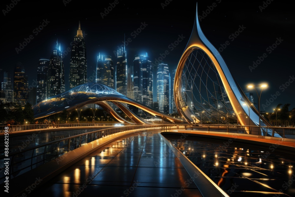 Obraz premium Bridge was in S�o Paulo through the Pinheiros., generative IA