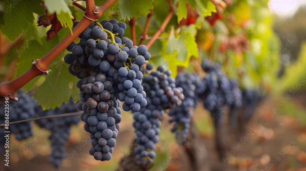 vineyard harvest, clusters of ripe grapes hanging in the vineyard, waiting for the autumn harvest to create a delicious wine vineyard harvest, clusters of ripe grapes hanging in the vineyard, waiting for the autumn harvest to create a delicious wine