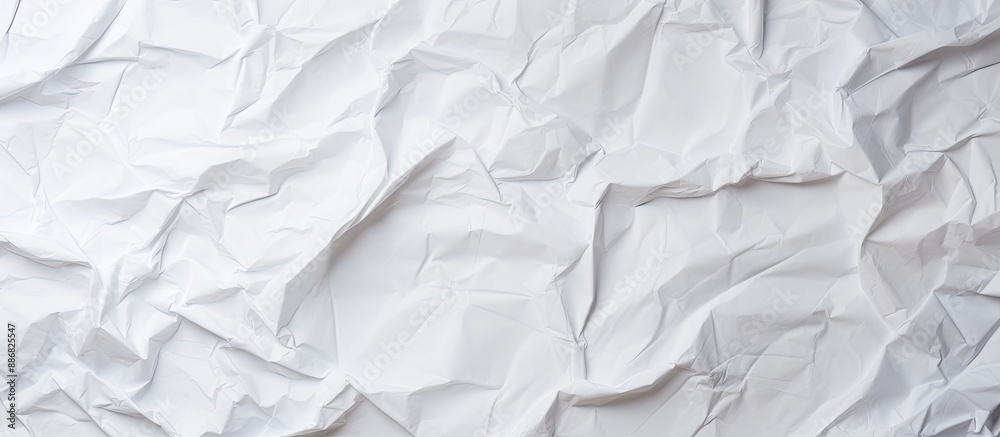 Fototapeta premium Background of crumpled white paper featuring copy space image.