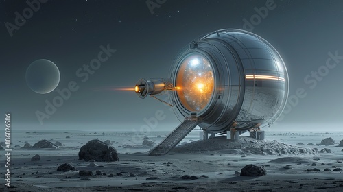 Wallpaper Mural Astronomical observatory on a remote asteroid, with telescopes pointed at distant galaxies and cosmic phenomena. Illustration, Image, , Minimalism, Torontodigital.ca