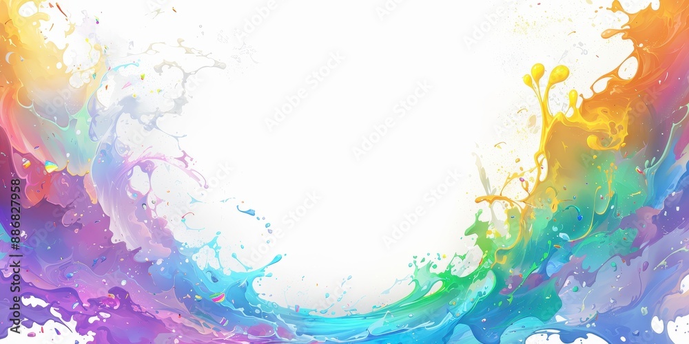 Vibrant Rainbow Splash on White Canvas with Negative Space Vibrant Rainbow Splash on White Canvas with Negative Space