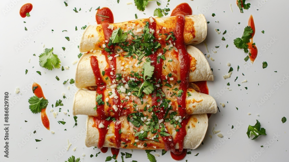 A plate of enchiladas with cheese and red sauce
