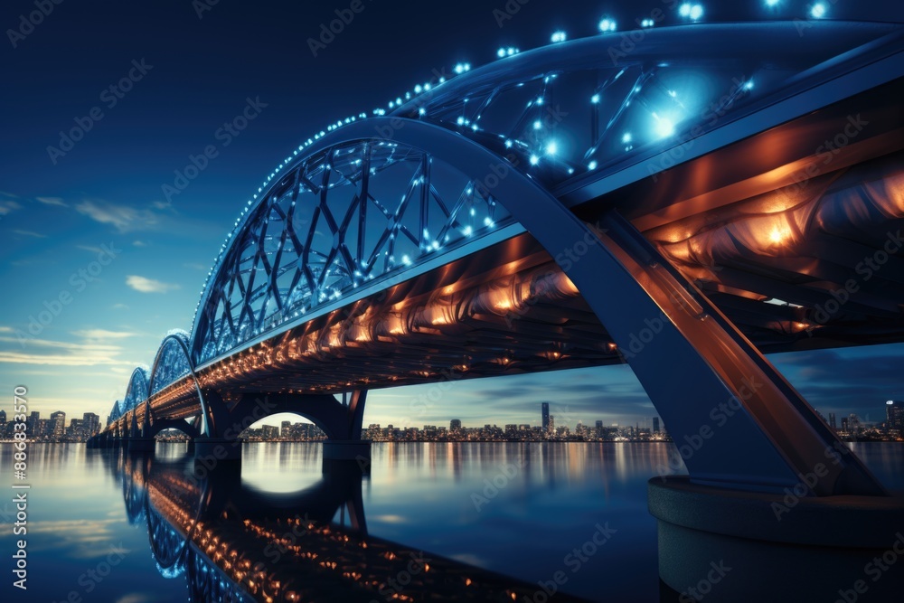 Naklejka premium Low angle view of the bridge, generative IA