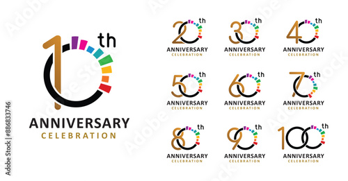Set of anniversary design colorful number