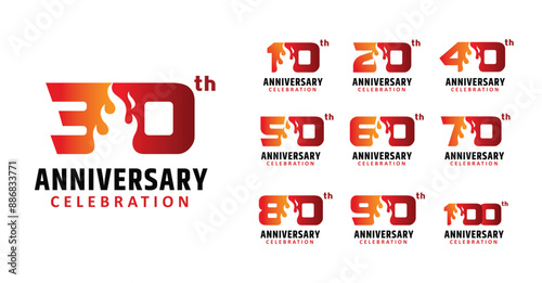 Set of anniversary design fire number